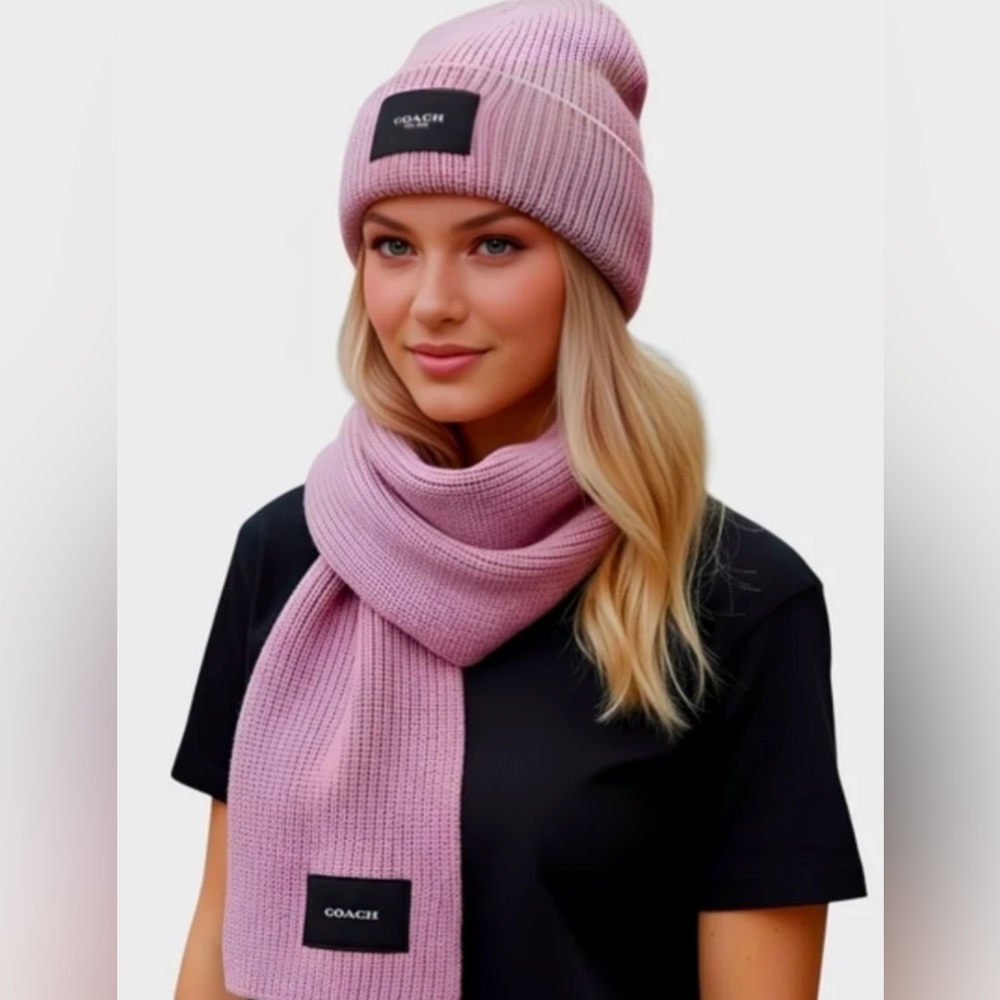 Coach Beanie and Scarf Set NWT - Picture 2 of 6